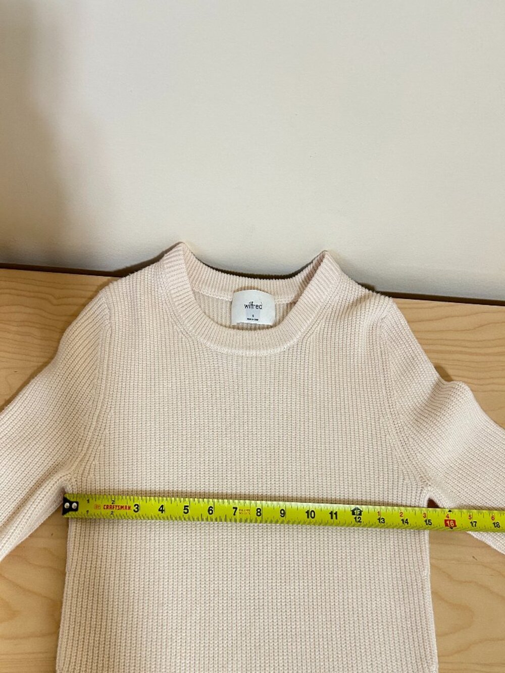 Aritzia Wilfred Etta Merino Wool Crewneck Sweater Cream Size S - Picture 4 of 10